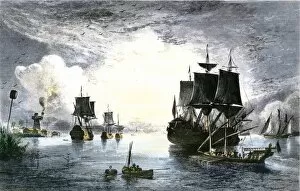 Louisiana Collection: Ships entering the Mississippi River from the Gulf of Mexico, 1700s