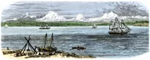 Ships on Puget Sound near Seattle, Washington, 1880s
