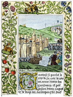 100 Years War Collection: Siege of a French town in the 100 Years War