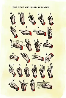 Communication Gallery: Sign language using a single hand, 1800s