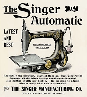 Thread Gallery: Singer sewing machine ad, 1890s