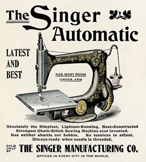 Singer sewing machine ad, 1890s For sale as Framed Prints, Photos, Wall Art  and Photo Gifts