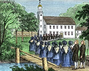 New England Collection: Singing procession during a religious awakening, 1740s