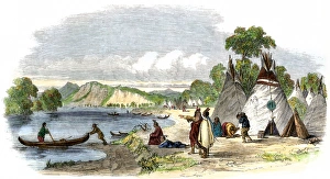 Mississippi River Prints: Sioux village on the upper Mississippi River