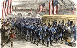 Train Depot Prints: Sixth Massachusetts Regiment leaving Jersey City by train for the Civil War