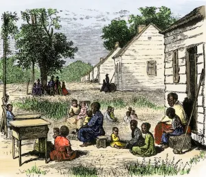 African American Collection: Slave cabins on a plantation
