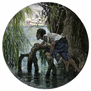Antebellum Gallery: Slave crossing the Ohio River to escape the South