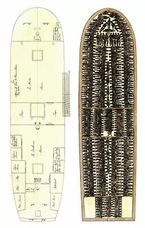 Prisoner Gallery: Slave-ship diagram showing Africans packed on deck
