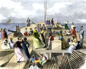 Mississippi River Prints: Former slaves on a boat to the North after the Civil War