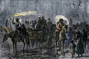African American Collection: Slaves escaping at night