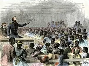Freedman Collection: Former slaves meeting with federal officials in North Carolina, 1866