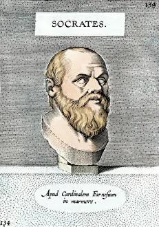 Socrates. Hand colored 17th-century engraving
