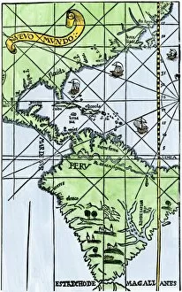 Navigation Collection: South America mapped after Magellans voyage, 1519