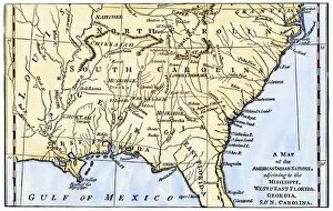 Cherokee Collection: Southeast Indian tribe locations in 1776