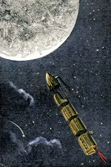 Science:invention Gallery: Spaceship to the Moon imagined in the 1870s