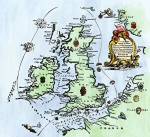 British Isles Collection: Spanish Armadas route in 1588