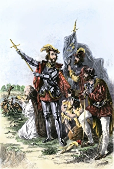 Roman Catholic Prints: Spanish explorer Hernando De Soto discovering the Mississippi River