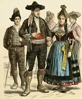 Native Costume Gallery: Spanish natives of Leon and Segovia, 1800s