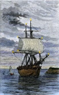 Sailing Ship Collection: St. Elmos fire on a sailing ship