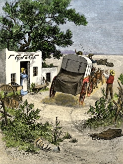 Coach Gallery: Stagecoach carrying mail to the southwest, 1870s