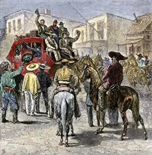 Spanish American Gallery: Stagecoach leaving Texas for Yuma, 1870s