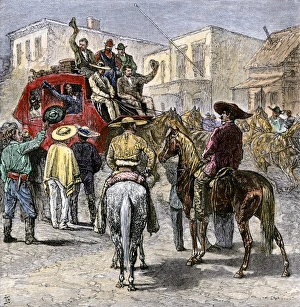 Latino Collection: Stagecoach leaving Texas for Yuma, 1870s