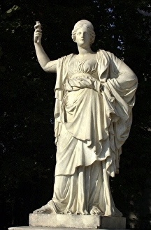 Ancient Greek Prints: Statue of the goddess Athena in a garden of the Palace of Versailles