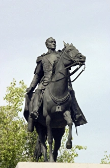 Latin American Prints: Statue of Simon Bolivar, El Libertador