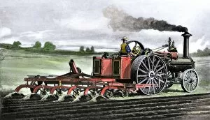 Dakotas Gallery: Steam plow on a Dakota farm, 1890s