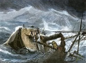 Ship Wreck Collection: Steamship in a hurricane