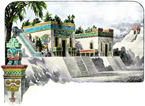 Pre Columbian Prints: Street in Aztec Tenochtitian (reconstruction)