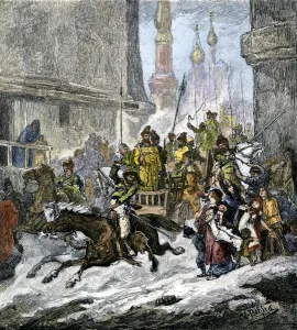 European History Prints: The Streltsi going to execution for their revolt against Tsar Peter I