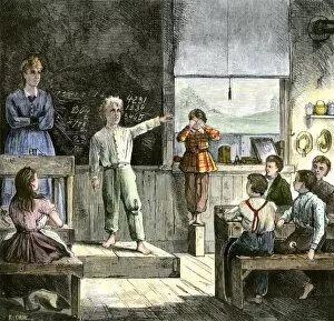 Math Collection: Students in a one-room school, 1800s