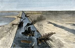 Mideast history Collection: Suez Canal under construction, 1869