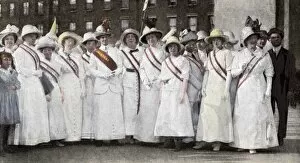 Social Reform Gallery: Suffragette parade leaders in New York City, 1912