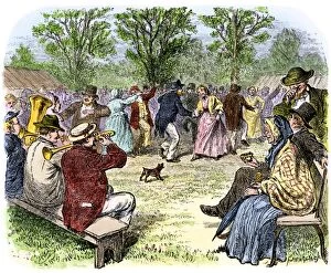 Rural Collection: Summer holiday celebration in an American village, 1800s