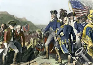 Surrender of British army under commander Cornwallis to Washington