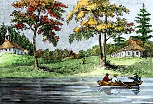 River Collection: Swedish colonists on the Delaware River