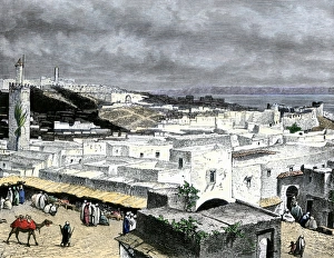 World Places:historical View Prints: Tangier, Morocco, overlooking the Strait of Gibraltar