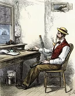 Telegram Collection: Telegraph office at Sandy Hook, New Jersey, 1870s