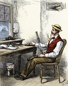 Telegraph Gallery: Telegraph office at Sandy Hook, New Jersey, 1870s