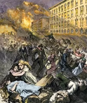 Escape Gallery: Terror of people escaping the Chicago Fire, 1871
