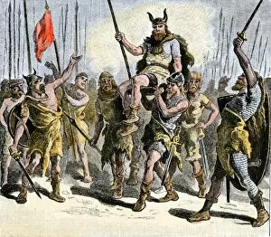 Spear Gallery: Teutons celebrating a victory in ancient times