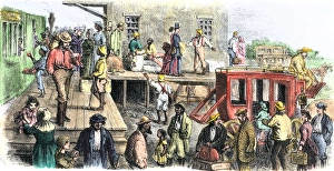 Passenger Gallery: Texas railroad station, 1870s