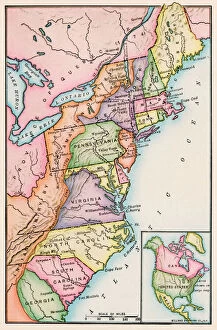Maps Gallery: Thirteen original colonies in 1776