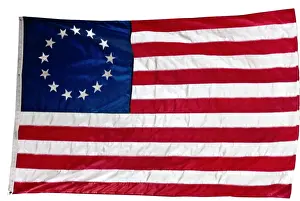 Us Flag Prints: Thirteen-star flag of the new United States at hanging at the Monmouth