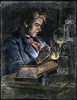 Inventing Prints: Thomas Edison in his workshop, 1870s
