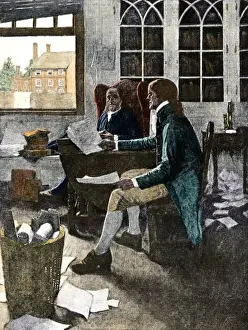 Thomas Jefferson reading his rough draft of the Declaration of Independence to
