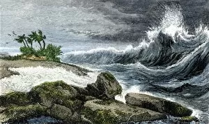 Hawaii Collection: Tidal wave approaching a Hawaiian beach