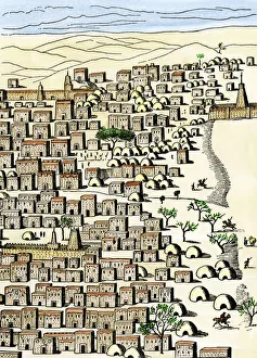 Timbuktu in Africa, as drawn by Rene-Auguste Caillie